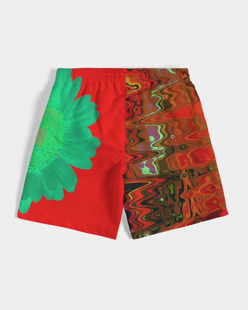 Daisy Red on Red Swim Trunks - NormalNot.com