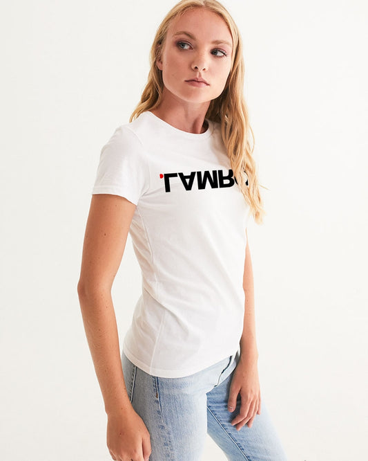 lamron white woman's logo tee shirt - normalnot.com