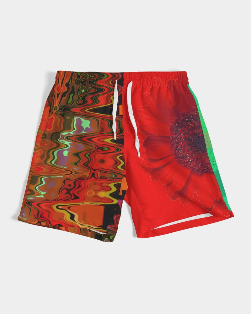Daisy Red on Red Swim Trunks - NormalNot.com